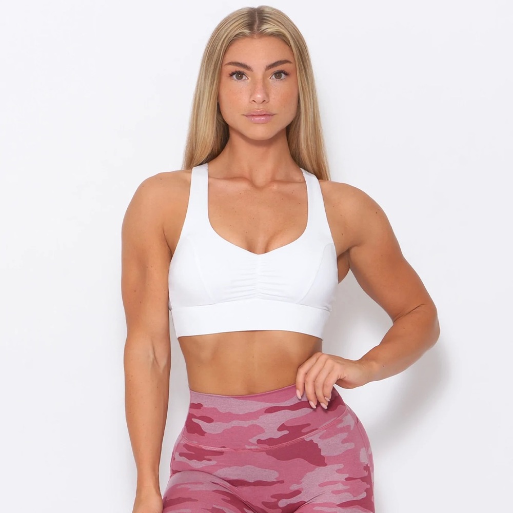 Mood bright white large sports bra
